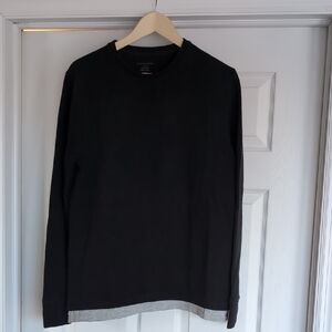All Saints Black and Gray Long Sleeve Tee